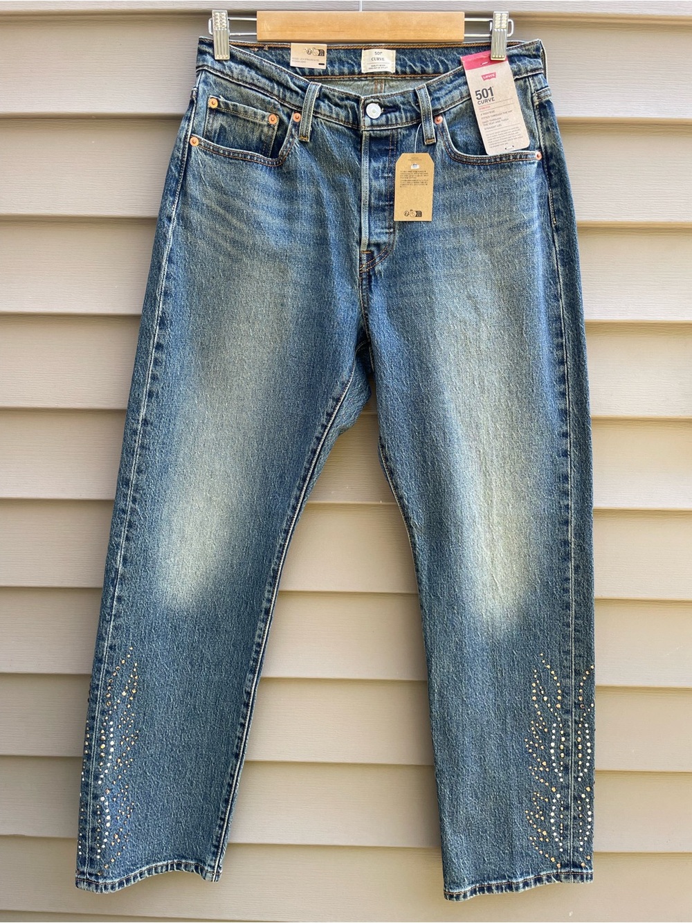 Levi's 501 Relaxed Jeans in Light Blue with Stud Accents